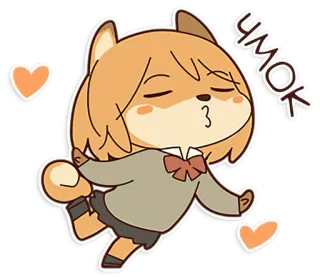 😘 0d1c32df SMOK Anime, Kreskówka, Pies, Dziewczyna, Słodkie, Serce telegram sticker