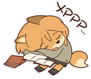 😪 78fdfe1b XPPP śpiący, pies, anime, słodki, kawaii, zmęczony, wyczerpany telegram sticker