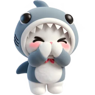 🤭 21bcbb08 кот, акула, костюм, милый, животное, мультфильм telegram sticker