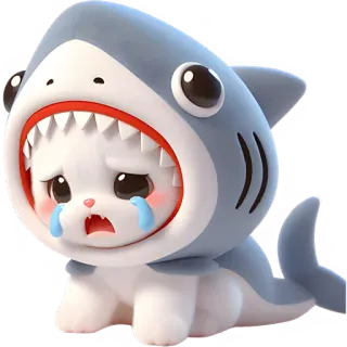 😭 448e5182 кот, акула, грустный, плачущий, животное, каваий, милый telegram sticker
