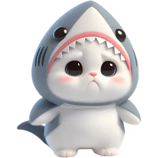 🥺 68f2c8aa кот, акула, костюм, милый, животное, котёнок, мультфильм, смешной telegram sticker