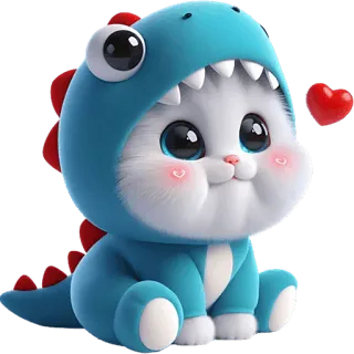 🥹 03de155c cat, dinosaur, animal, cartoon, cute, kawaii, heart telegram sticker