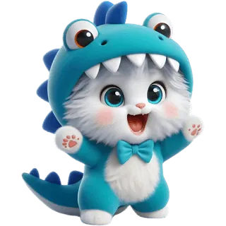 🥳 171060f9 cat, dinosaur, cute, animal, cartoon, cosplay, fluffy, kitten telegram sticker
