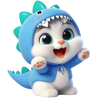 😄 70d1731a cat, dinosaur, cute, animal, cartoon, pet, costume telegram sticker