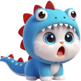 😱 90895884 cat, dinosaur, animal, cute, pet, kitten telegram sticker