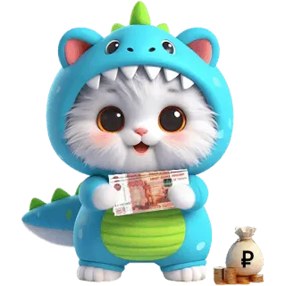 🤑 c414f66c cat, dinosaur, money, cute, cartoon telegram sticker