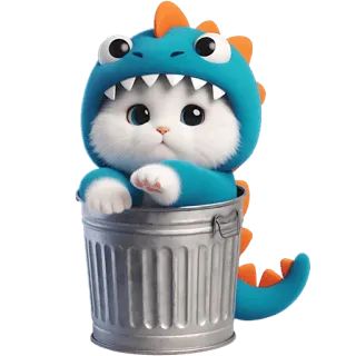 🗑 d34fd2f3 cat, dinosaur, costume, cute, animal, cartoon, pet, kitten telegram sticker
