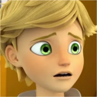 😧 7f695178 Adrien Agreste Miraculous: Tales of Ladybug & Cat Noir kartun, animasi, anak laki-laki, rambut pirang, mata hijau, terkejut whatsapp sticker