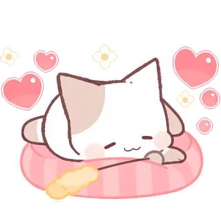 🥰 1d649431 Katze, niedlich, Herzen, Blumen, Tier, schläfrig telegram sticker