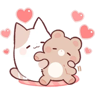 🤗 9bd6212d Katze, Teddybär, Herzen, niedlich, kawaii, Cartoon, Tiere telegram sticker