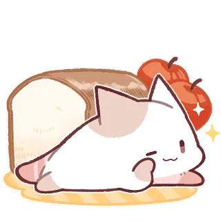🍞 ee2bedc5 Katze, Brot, Äpfel, Kawaii, süß, Aufkleber telegram sticker