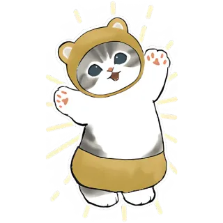 ☀ 12cafa4c кот, животное, каваий, милый, наклейка, мультфильм, медведь, костюм telegram sticker