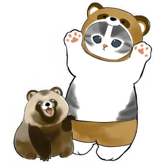 😈 14e7f9fe милый, животное, кот, енотовидная собака, медведь, иллюстрация, наклейка telegram sticker
