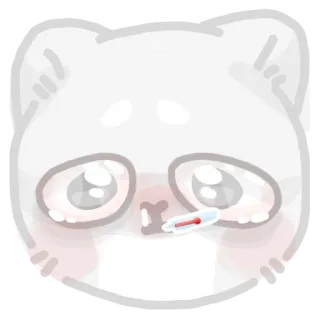 🤒 39f37dcd 猫, 贴纸, 可爱, 卡通, 动物, 温度计, 生病 telegram sticker