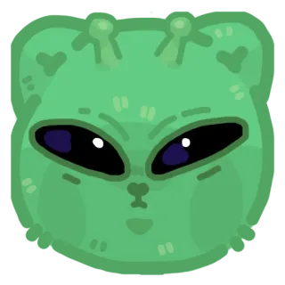 👽 a901e935 外星人, 绿色, 卡通, 脸, 可爱, 生物 telegram sticker
