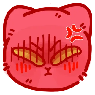 😡 ef8501b3 生气, 猫, 恼火, 红色, 猫科动物, 表情符号, 卡通 telegram sticker