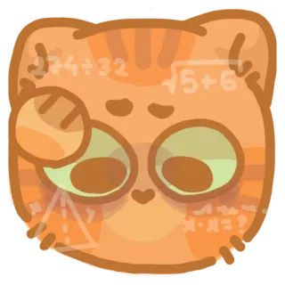 🧐 fc55b6b7 猫, 数学, 代数, 几何, 数字, 橙色, 眼镜, 方程式 telegram sticker