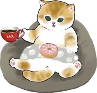 🍩 2f9fedb5 NYA kat, koffie, donut, schattig, kawaii, kitten telegram sticker