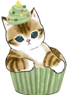 🧁 34e735e7 kat, kerst, kitten, schattig, feestdagen, cupcake telegram sticker