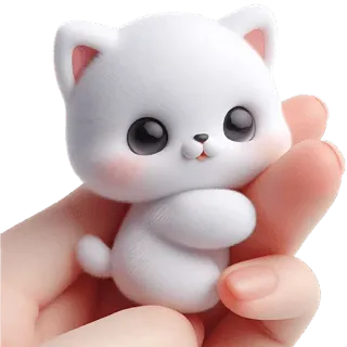 🤗 c1a2cc6f mèo, mèo con, dễ thương, động vật, thú cưng, kawaii, 3D, mèo trắng telegram sticker