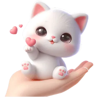 😘 f36e04c2 mèo, mèo con, dễ thương, kawaii, trái tim, tình yêu, động vật, nhãn dán telegram sticker