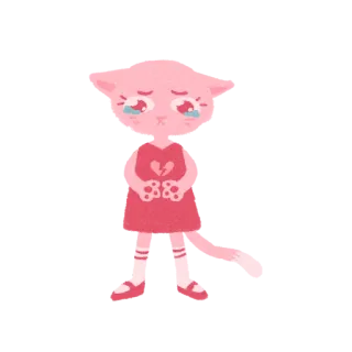 💔 d3823bd8 แมว, ร้องไห้, เศร้า, การ์ตูน, สัตว์, สีชมพู, อกหัก, คาวาอิ telegram sticker