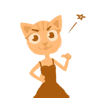 😺 fe8d1d5c แมว, ไม้กายสิทธิ์, สัตว์, แฟนตาซี, การ์ตูน, เวทมนตร์, ชุดเดรส telegram sticker