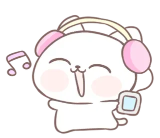 ⭐ 424baa5d Cartone animato, Gatto, Musica, Cuffie, Ballare, Carino telegram sticker