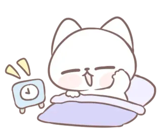 ⭐ ce8de3ca gatto, sveglia, dormire, carino, cartone animato telegram sticker