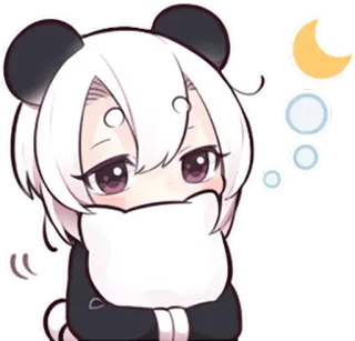 😴 1a885abb panda, imut, anime, kawaii, stiker, mengantuk, bulan telegram sticker