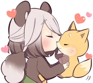 😘 b9b61819 binatang, imut, rubah, panda, hati, cinta telegram sticker