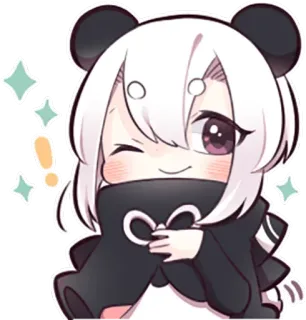 😉 d0456f1f Anime, Chibi, Panda, Imut, Berkilau, Kawaii, Kedipan telegram sticker