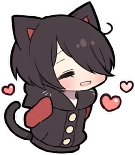 ☺ d1a70d27 kucing, anime, stiker, kawaii, imut, hati, chibi telegram sticker