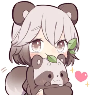 ❤️ e50fa2fd kawaii, anime, imut, manga, panda, chibi, maskot telegram sticker