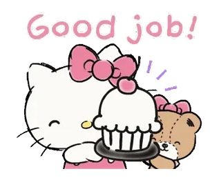 ⭐ b12f320a Hello Kitty Good job! hello kitty, 做得好, 可爱, 卡哇伊, 贴纸, 庆祝, 甜美 telegram sticker