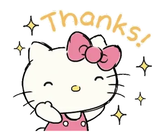 ⭐ f94fd179 Hello Kitty Thanks! hello kitty, 谢谢, 可爱, 蝴蝶结, 闪亮, 卡哇伊 telegram sticker