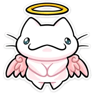 ⭐ a5cdf61c gato, anjo, auréola, asas, fofo, kawaii, adesivo whatsapp sticker