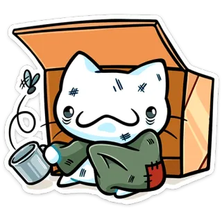 ⭐ c0546ae9 gato, sem-teto, pobreza, triste, desenho animado, fofo, pedindo whatsapp sticker
