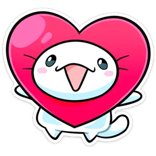⭐ c68e07a9 fofo, coração, desenho animado, kawaii, animal, adesivo, ilustração whatsapp sticker