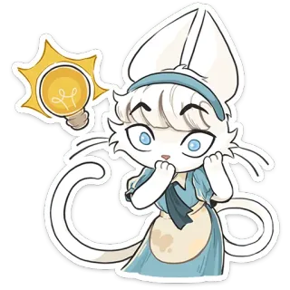 🐱 582a0401 кот, лампочка, идея, мультфильм, милый, наклейка whatsapp sticker