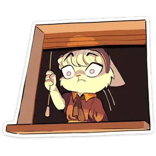 🐱 b8d7fa8b кролик, мультфильм, окно, милый, животное, рисунок, иллюстрация, наклейка whatsapp sticker