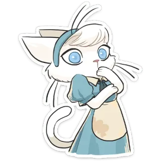🙈 0acb7c83 cat, nurse, uniform, maid, blue, apron, cartoon telegram sticker