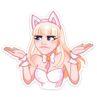 🤷‍♀ 43fb2b9c 女人, 女孩, 猫, 耳朵, 金发, 怀疑, 小猫 telegram sticker