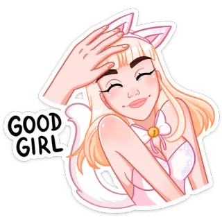 ☺️ 5be9b6e1 GOOD GIRL 动漫, 宠物, 女孩, 女人, 耳朵 telegram sticker