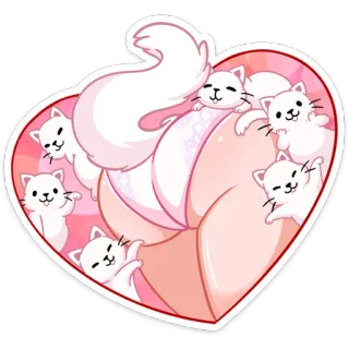 🍑 601b5c25 卡通, 猫, 插图, 异想天开, 动物, 可爱 telegram sticker