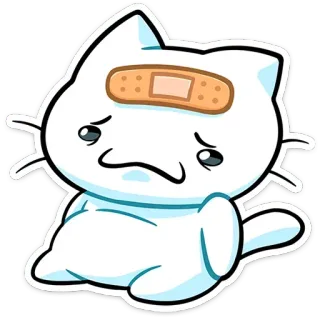 😞 5303c5ab cat, sad, injured, bandaid, sticker, cartoon, kawaii, cute telegram sticker