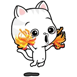🥳 a0da97f7 gatto, esultante, carino, animale, pon pon telegram sticker