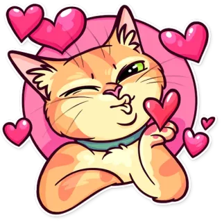 😘 c0a8e137 猫, 子猫, 愛, ハート, 動物, かわいい, ペット telegram sticker