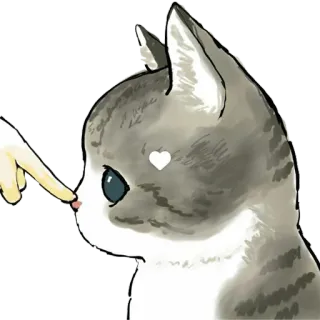 😛 b5502cd4 kucing, anak kucing, imut, hewan peliharaan, hewan, hati, jari, ilustrasi whatsapp sticker