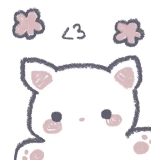 ❤️ 07586ec6 <3 gato, fofo, kawaii, coração, flores whatsapp sticker